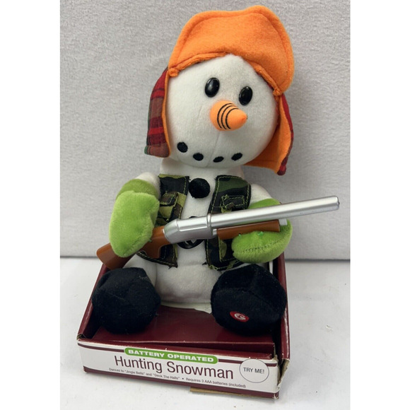 Gemmy Plush 8” Snowman Hunter Animated Musical‎ Works - Picture 1 of 3